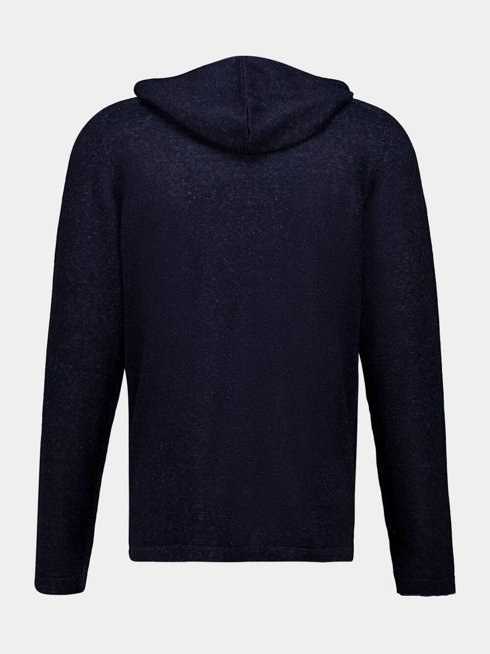 Navy Blue Silk Linen Zip Hooded Sweatshirt - Image 2
