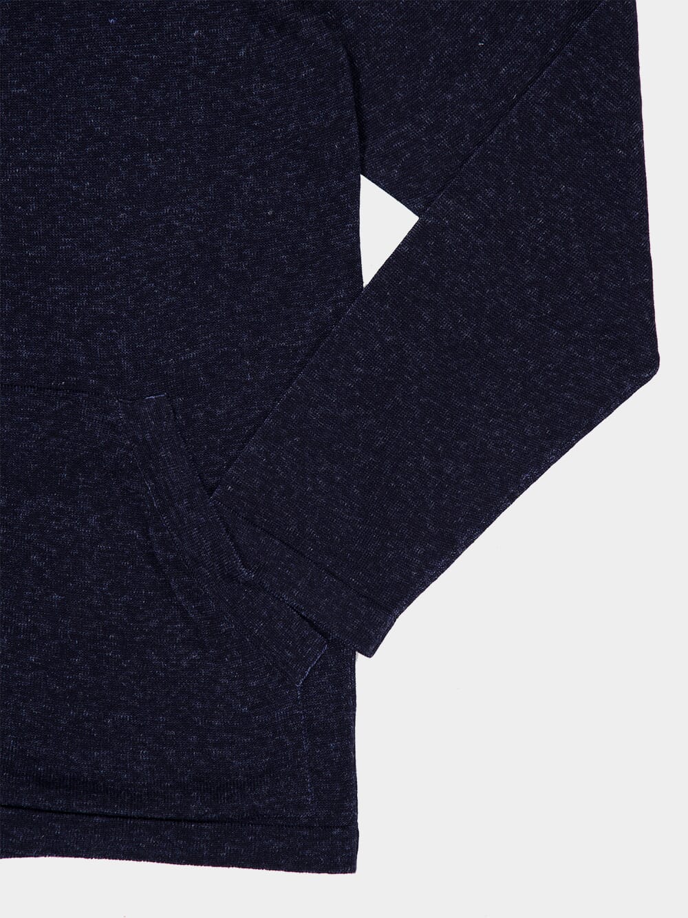 Navy Blue Silk Linen Zip Hooded Sweatshirt - Image 4