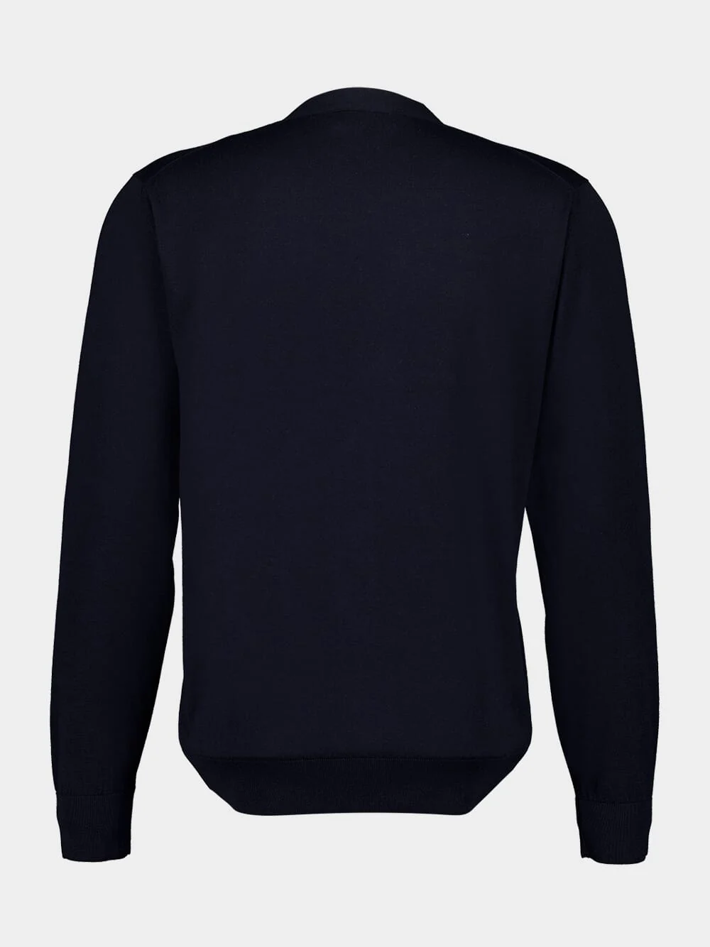 Navy Blue V-Neck Buttoned Cotton Cardigan - Image 2