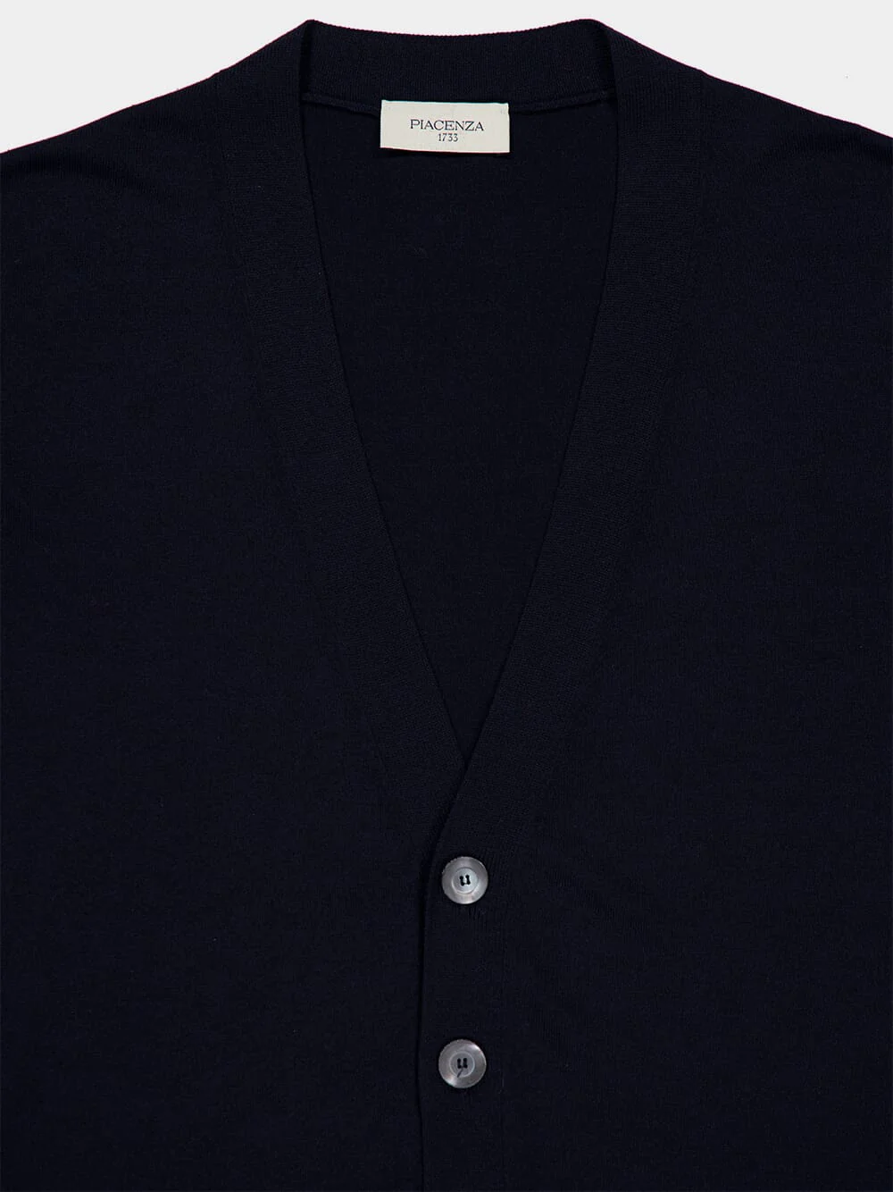 Navy Blue V-Neck Buttoned Cotton Cardigan - Image 3