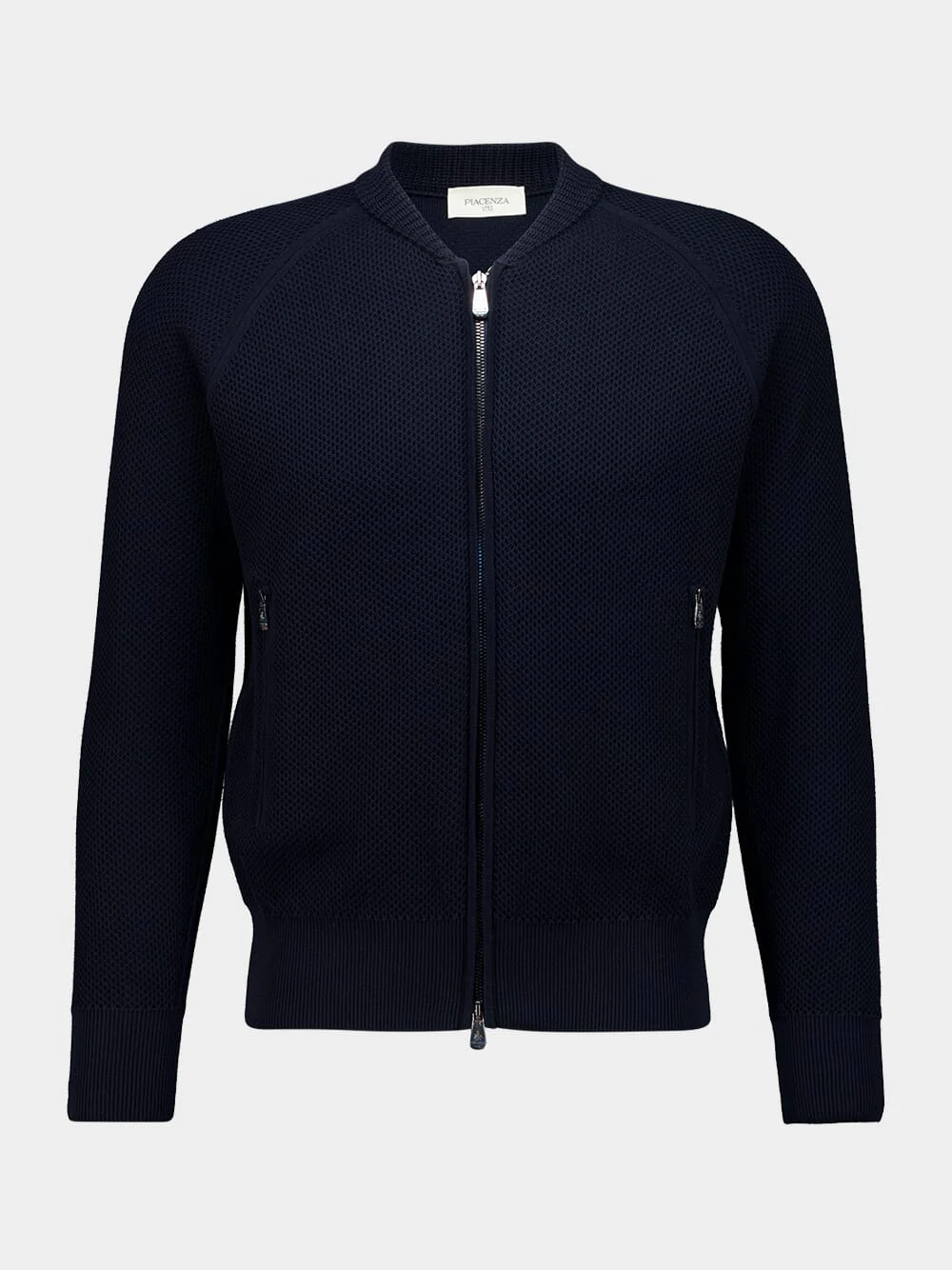 Navy Blue Zipped Cotton Bomber