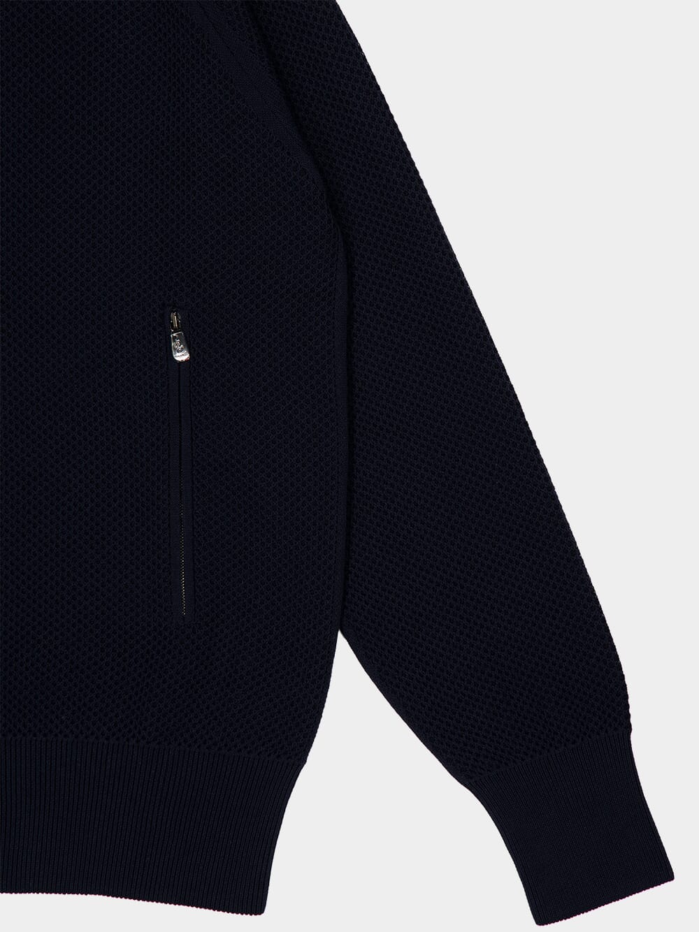 Navy Blue Zipped Cotton Bomber - Image 4