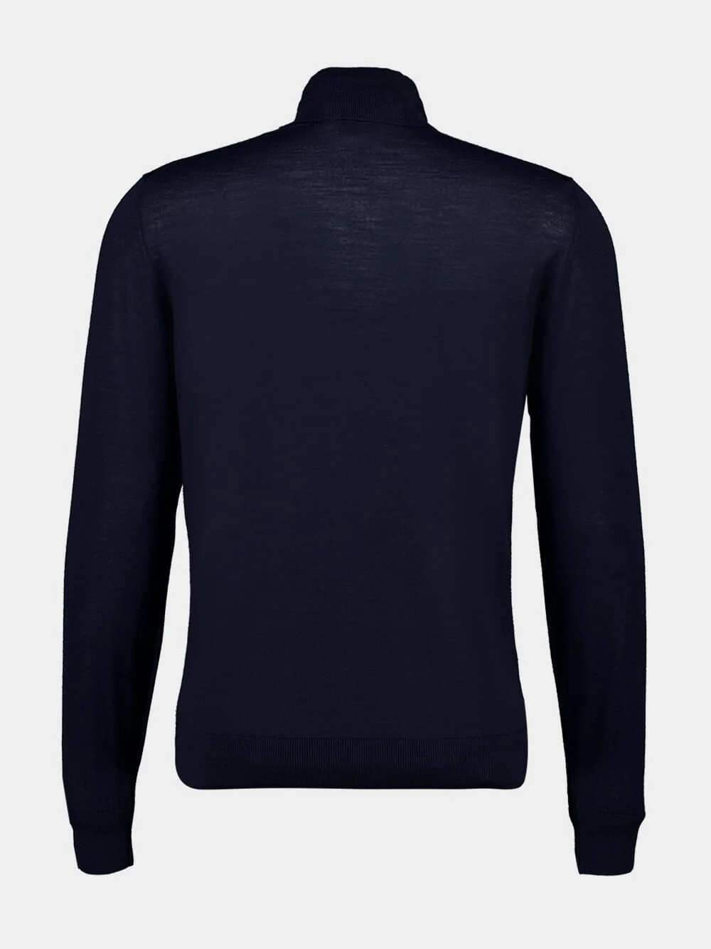 Navy Virgin Wool High-Neck Jumper - Image 2