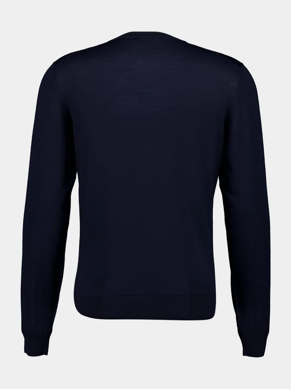 Navy Virgin Wool V-Neck Jumper - Image 2