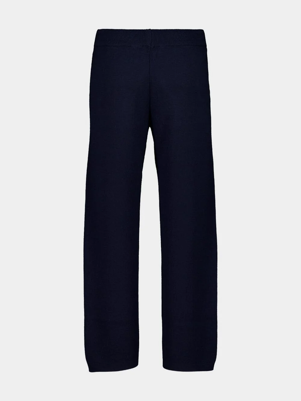 Navy Wool Straight Trousers - Image 2