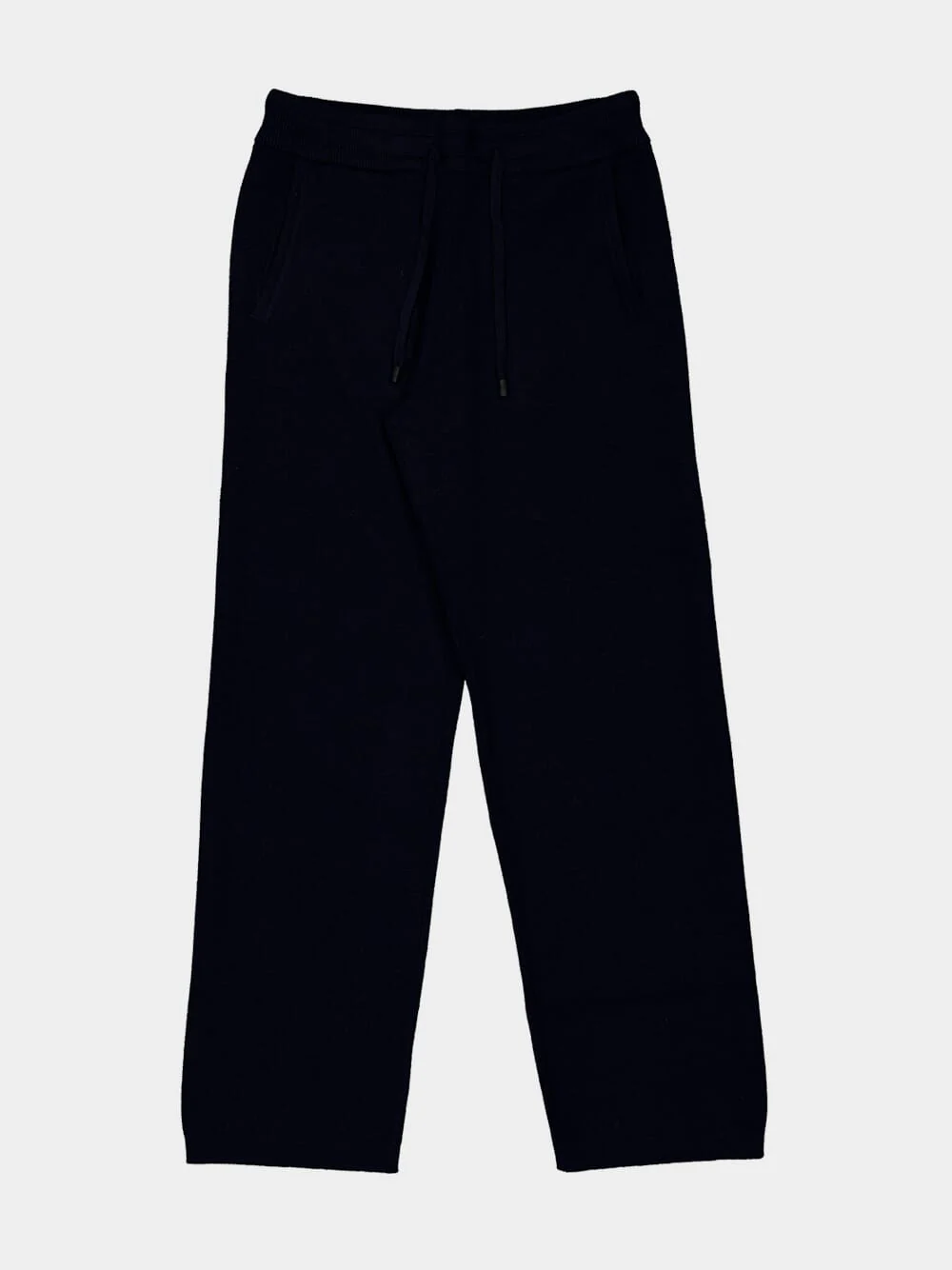 Navy Wool Straight Trousers - Image 4