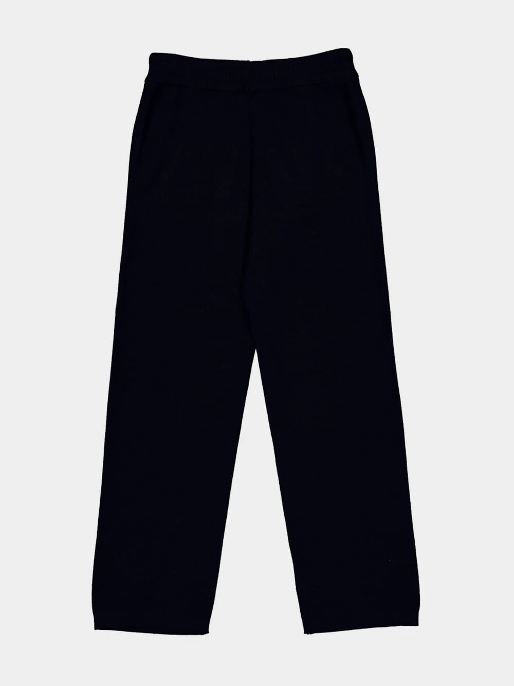 Navy Wool Straight Trousers - Image 5