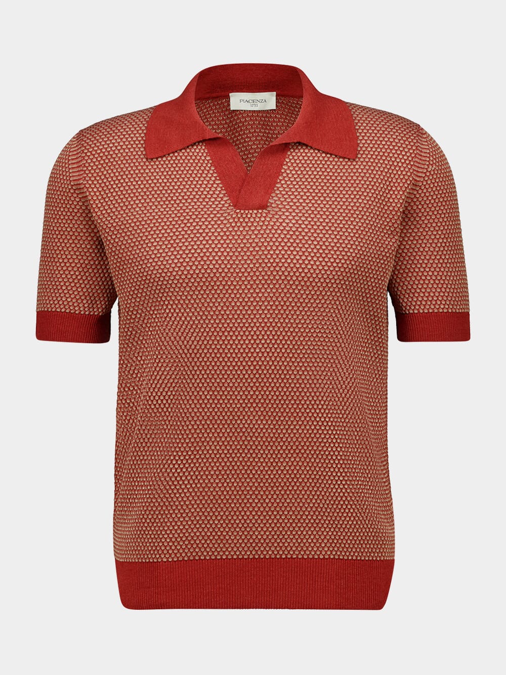 Orange Silk and Linen Sailor Knit Polo
