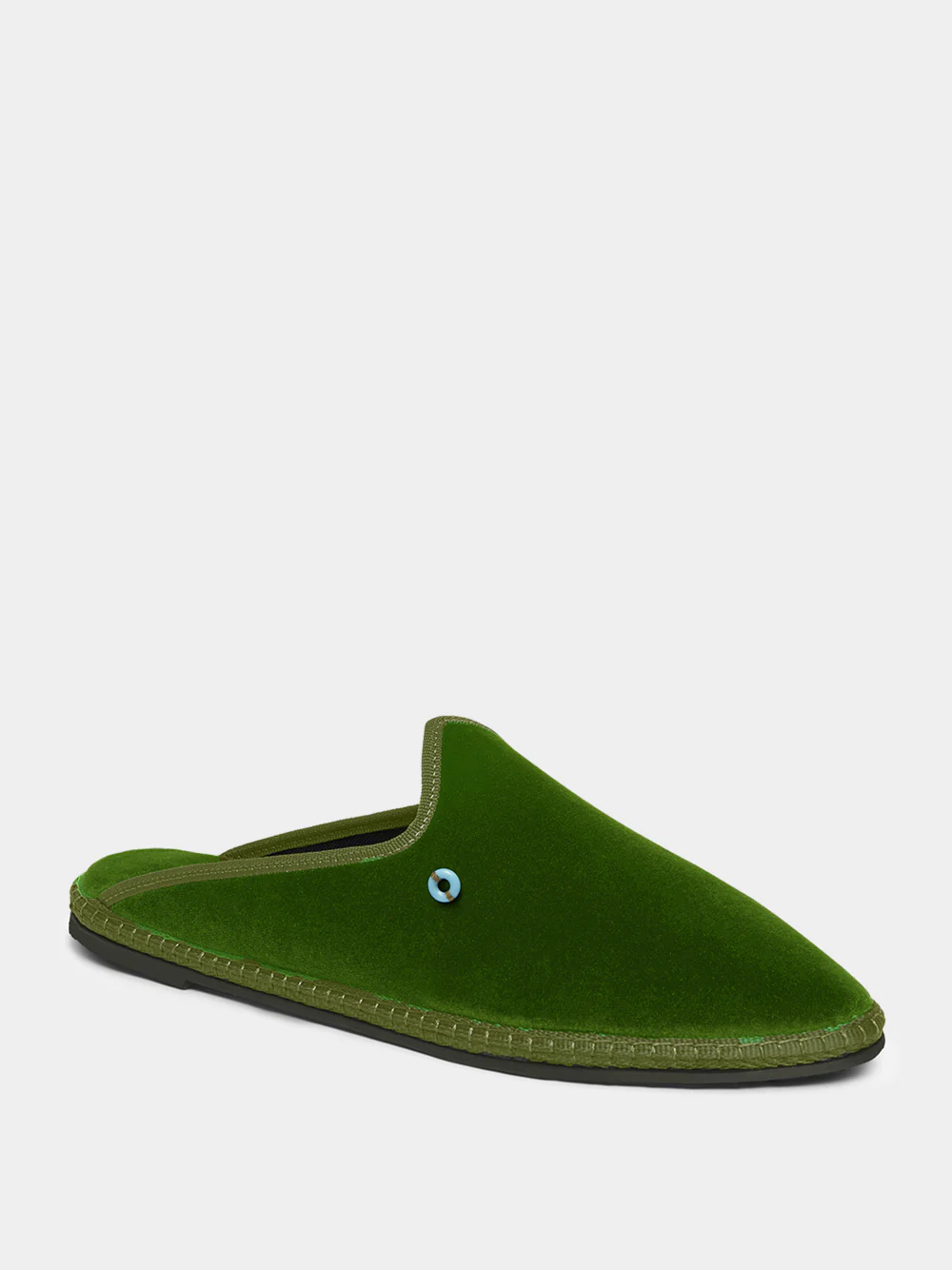 Dandy Cotton Velvet Green Slippers - Image 2