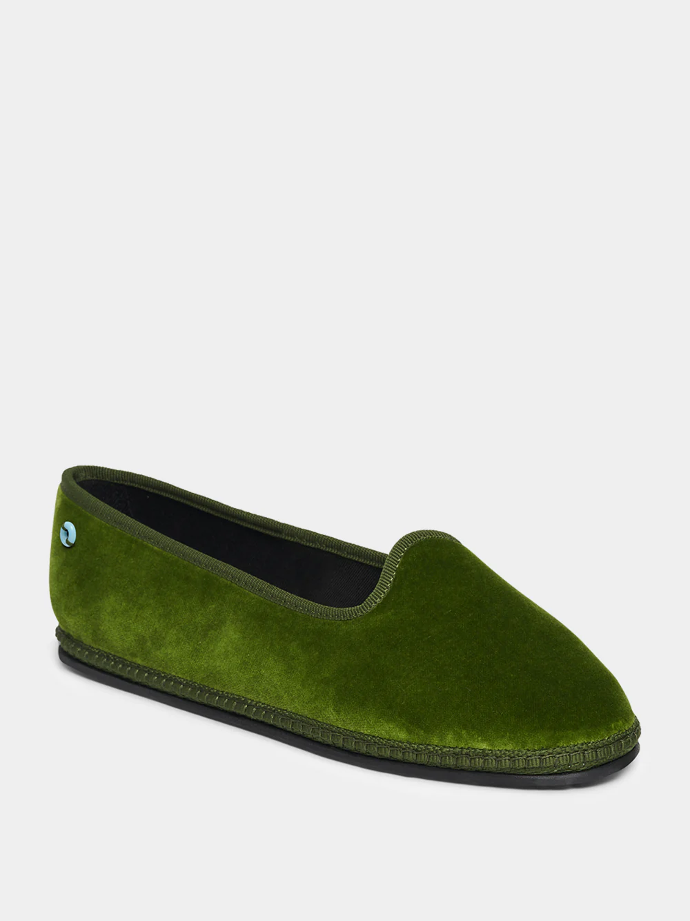 Modigliani Flats in Asparagus Green Velvet - Image 2