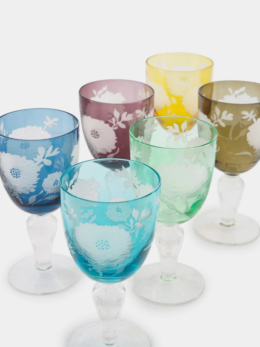 Set of 6 Peony Wine Glasses - Image 2