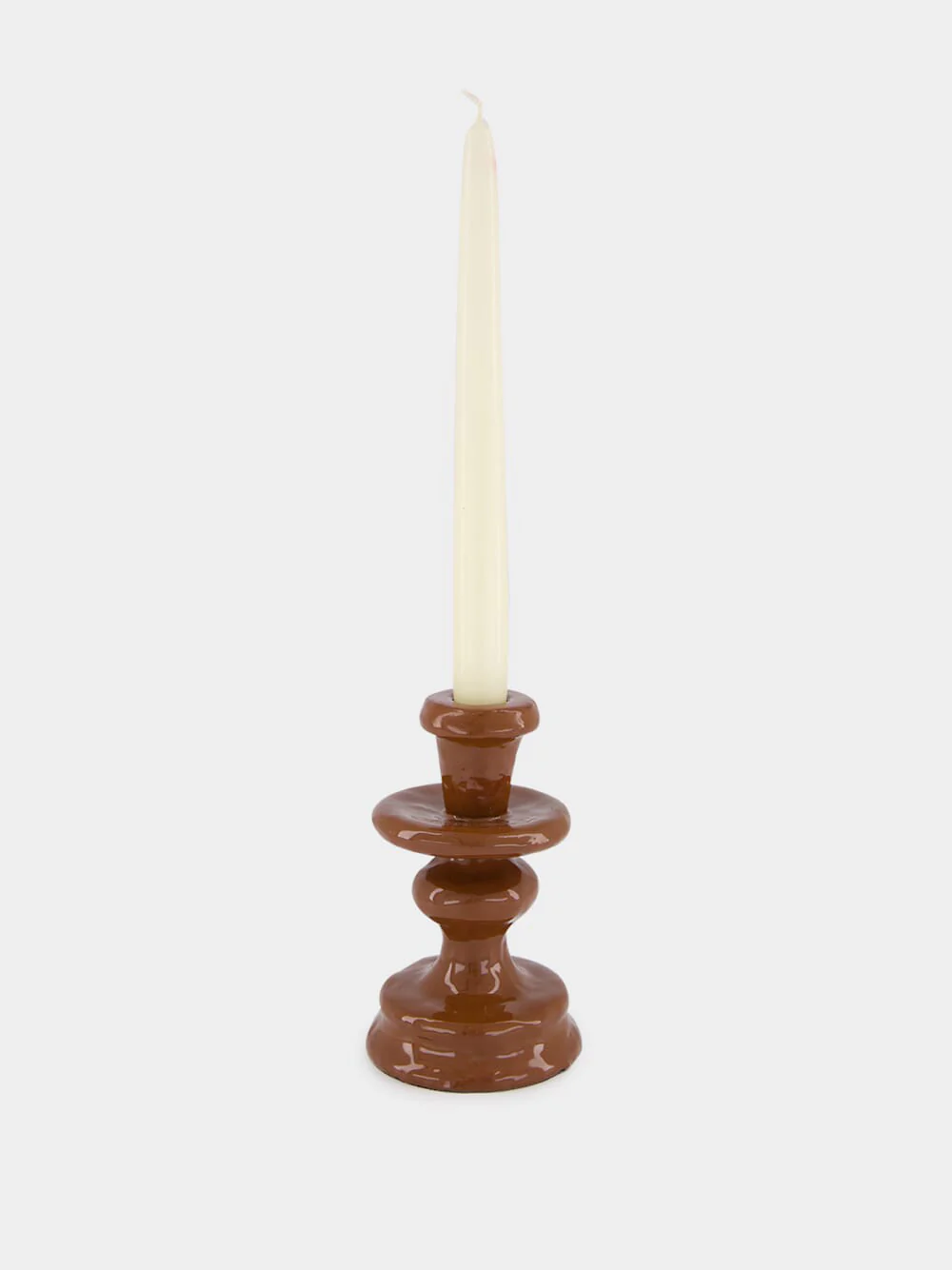 Chocolate Aluminium Turret Candle Holder