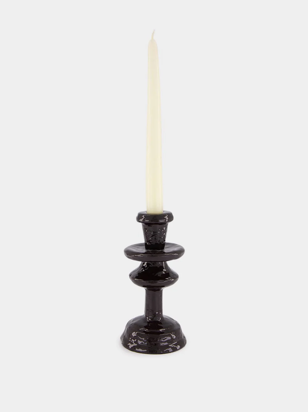 Dark Brown Aluminium Turret Candle Holder