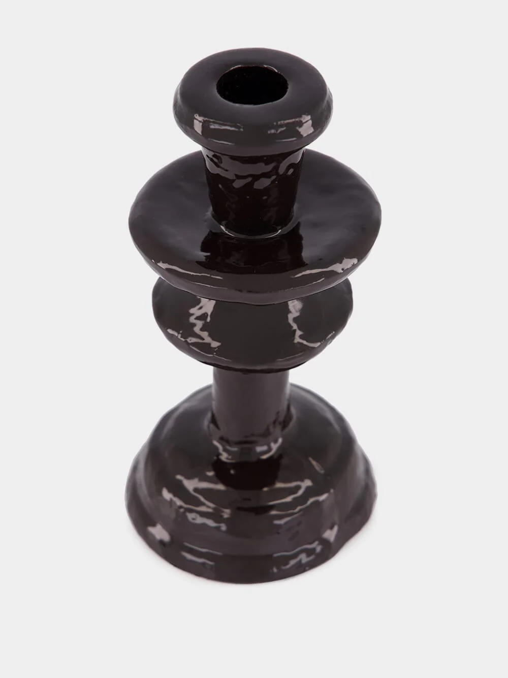 Dark Brown Aluminium Turret Candle Holder - Image 3