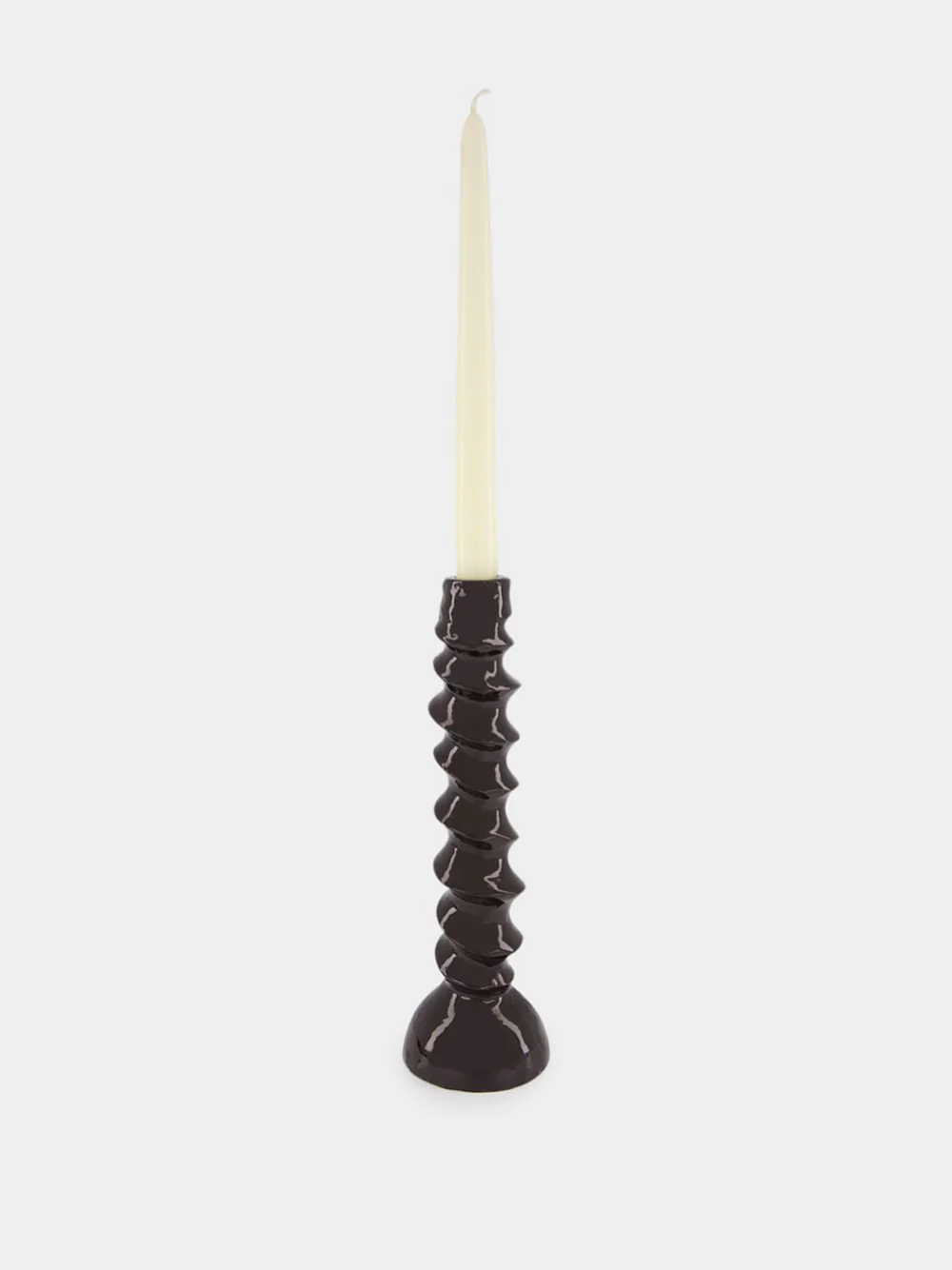 Dark Brown Aluminium Turret Candle Holder