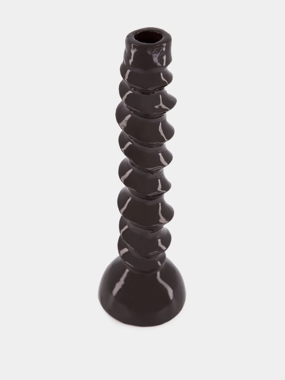 Dark Brown Aluminium Turret Candle Holder - Image 3