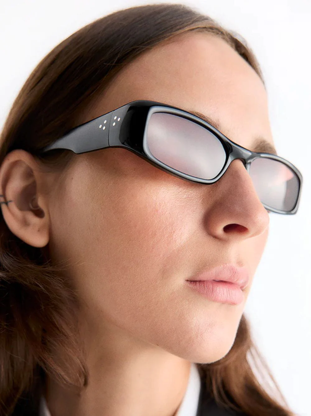 Black Rectangle Leila Acetate Sunglasses - Image 4