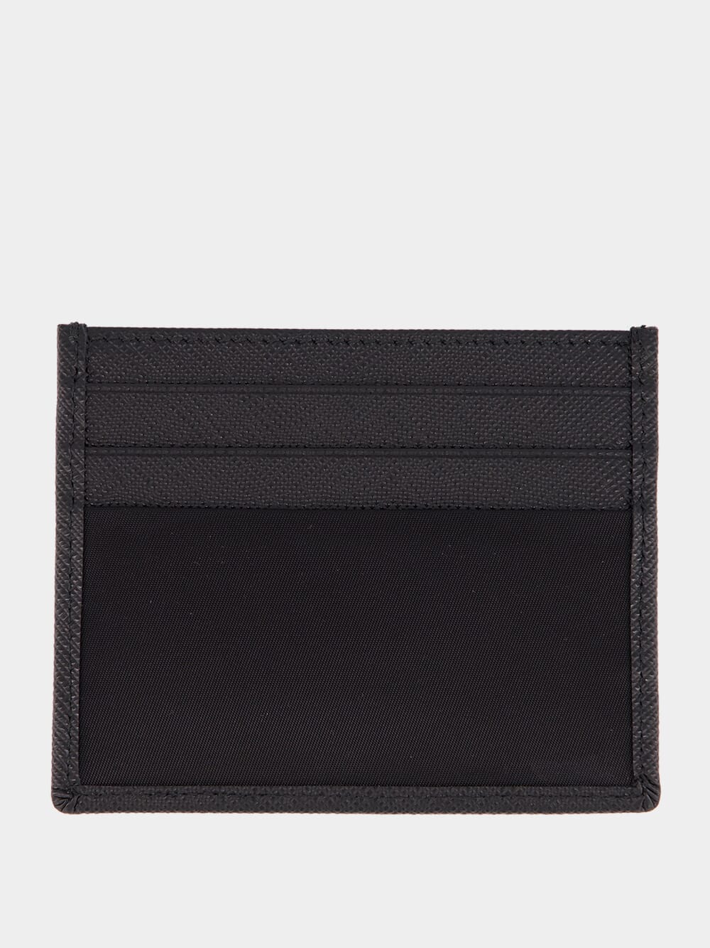 Black Re-Nylon and Saffiano Leather Card Holder - Image 2