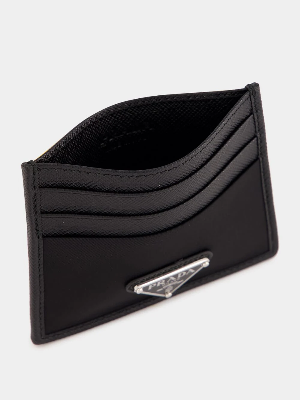 Black Re-Nylon and Saffiano Leather Card Holder - Image 3