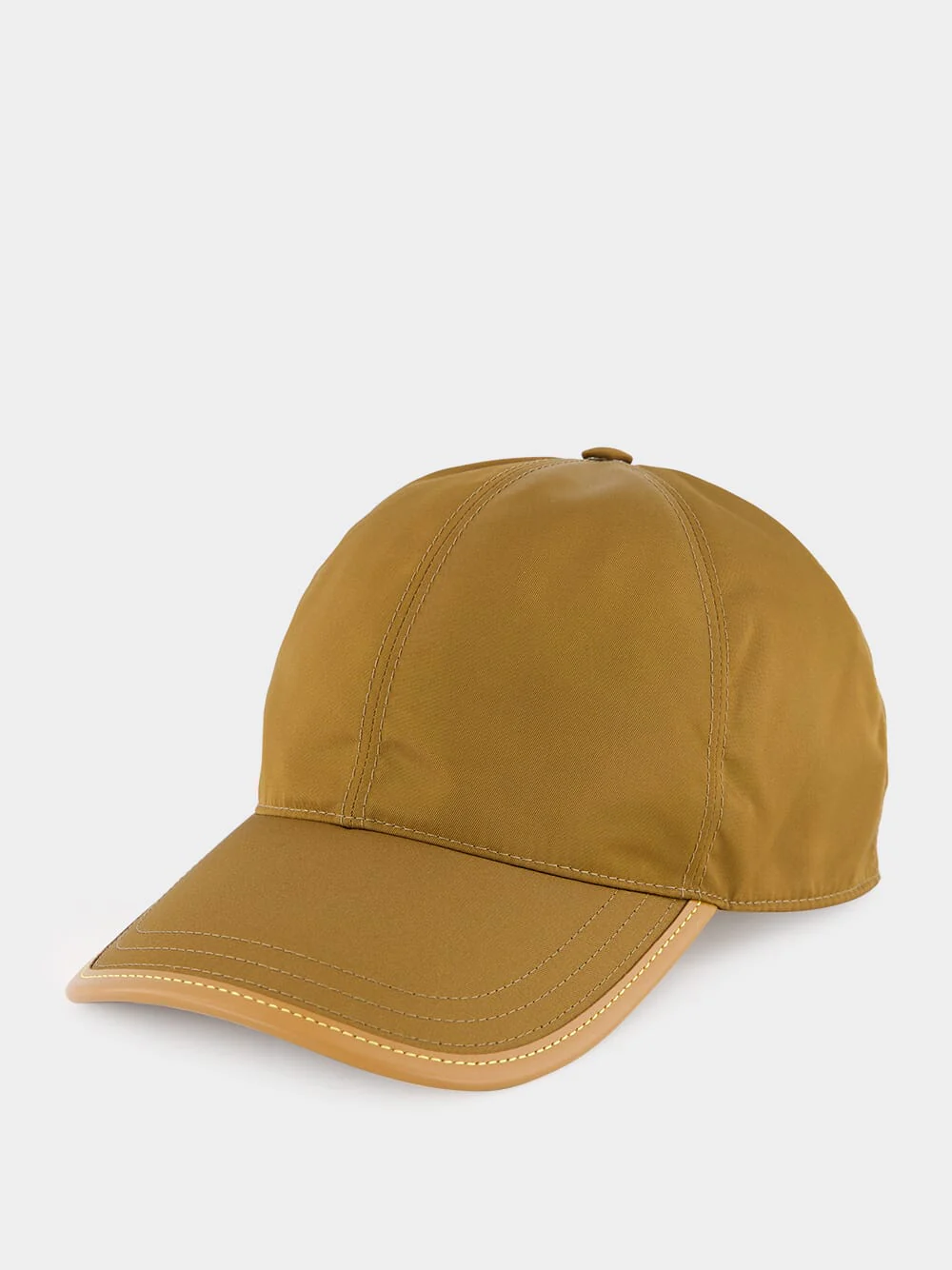 Cork Beige Re-Nylon And Leather Baseball Cap
