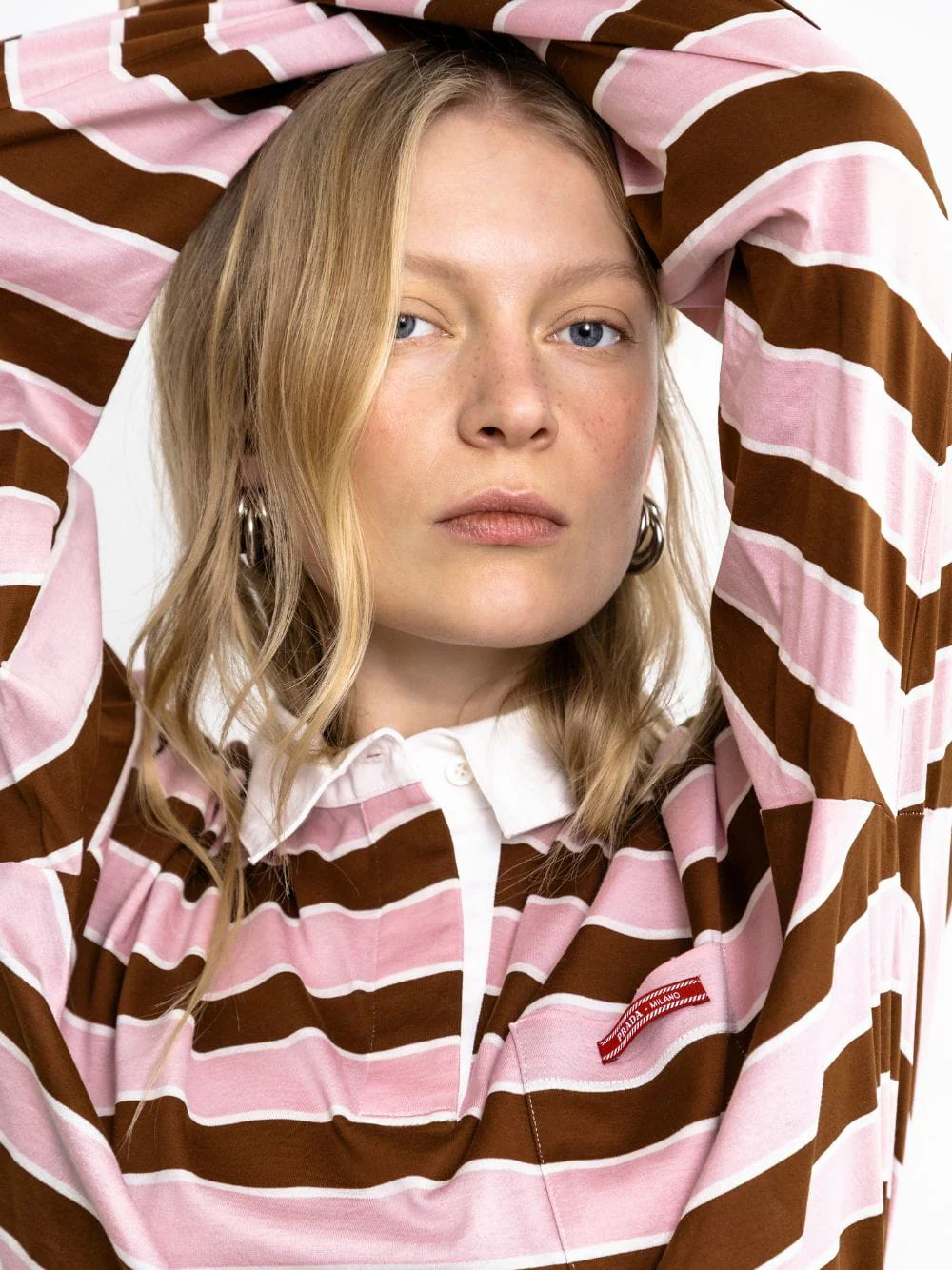 Alabaster and Tobacco Striped Cotton Top - Image 2