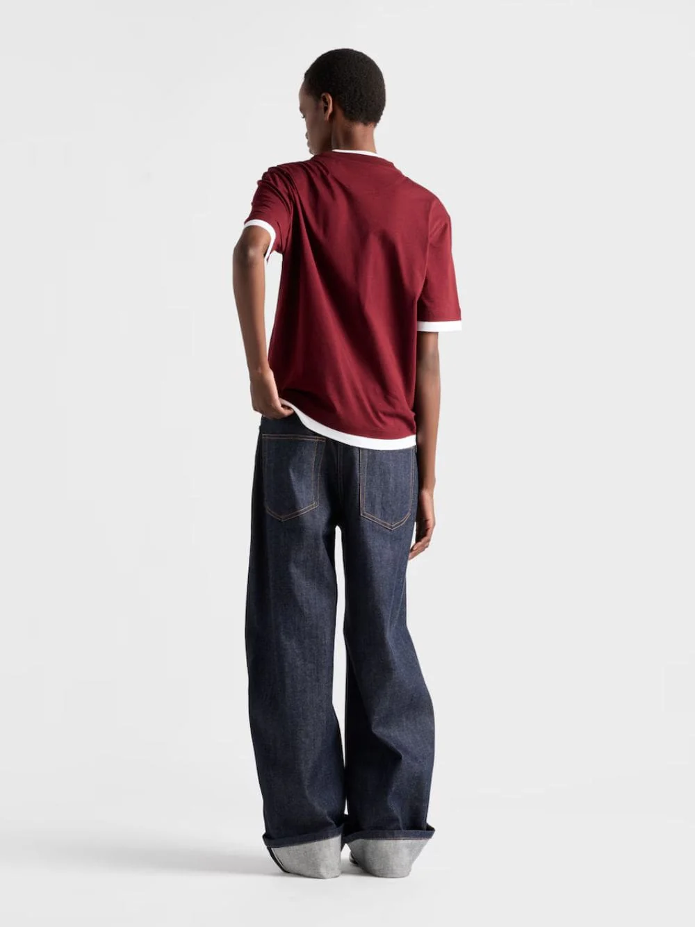 Amaranth Red Layered Cotton T-Shirt - Image 3
