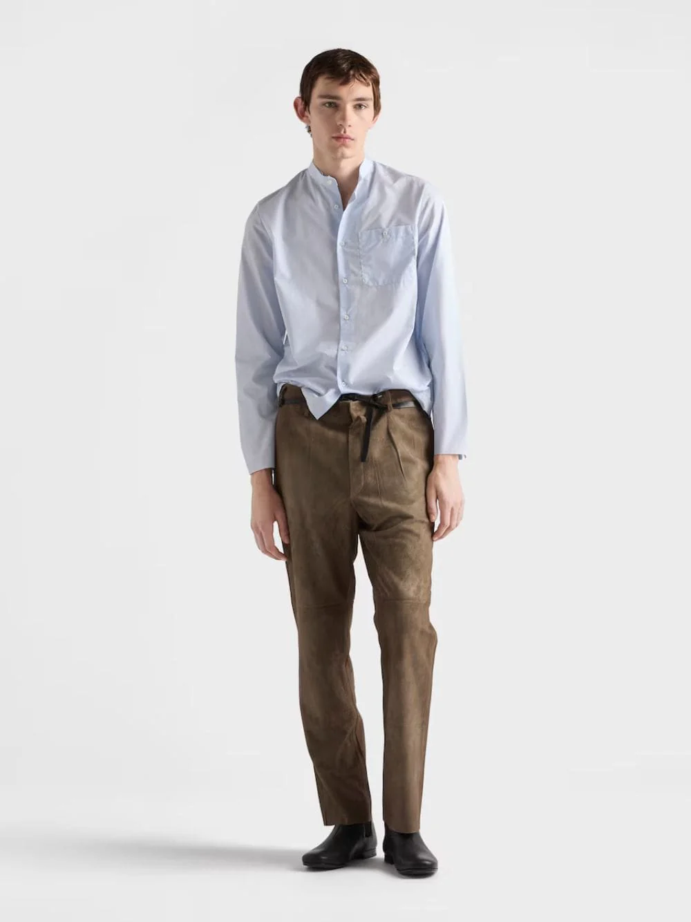 Astro Blue Cotton Mandarin Shirt - Image 2