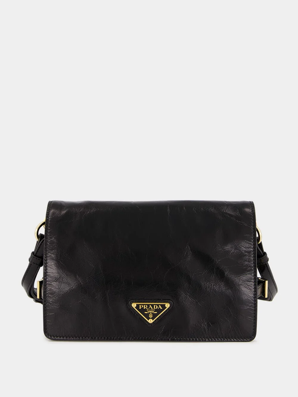 Black Glossy Leather Shoulder Bag - Image 2