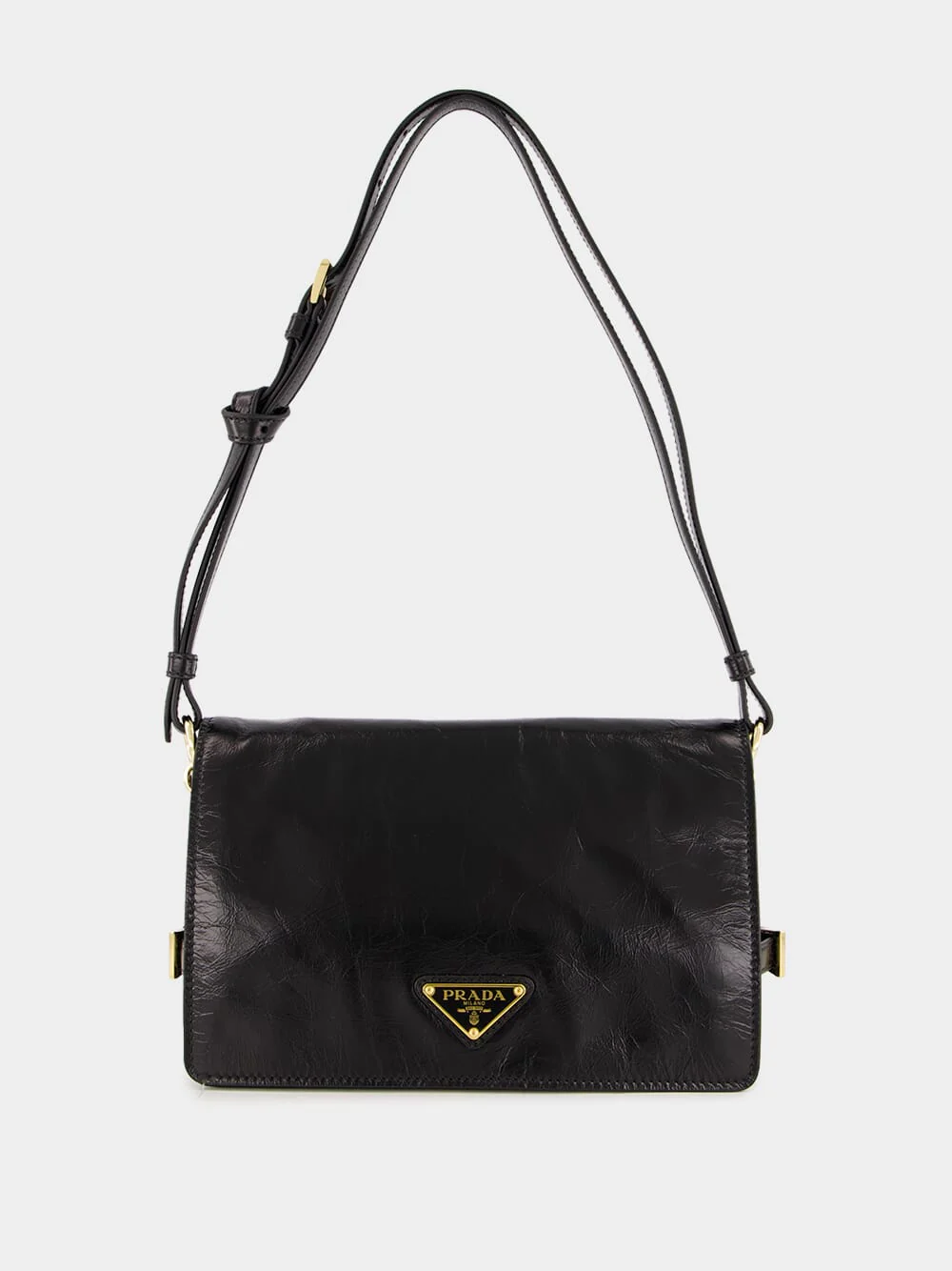 Black Glossy Leather Shoulder Bag - Image 3