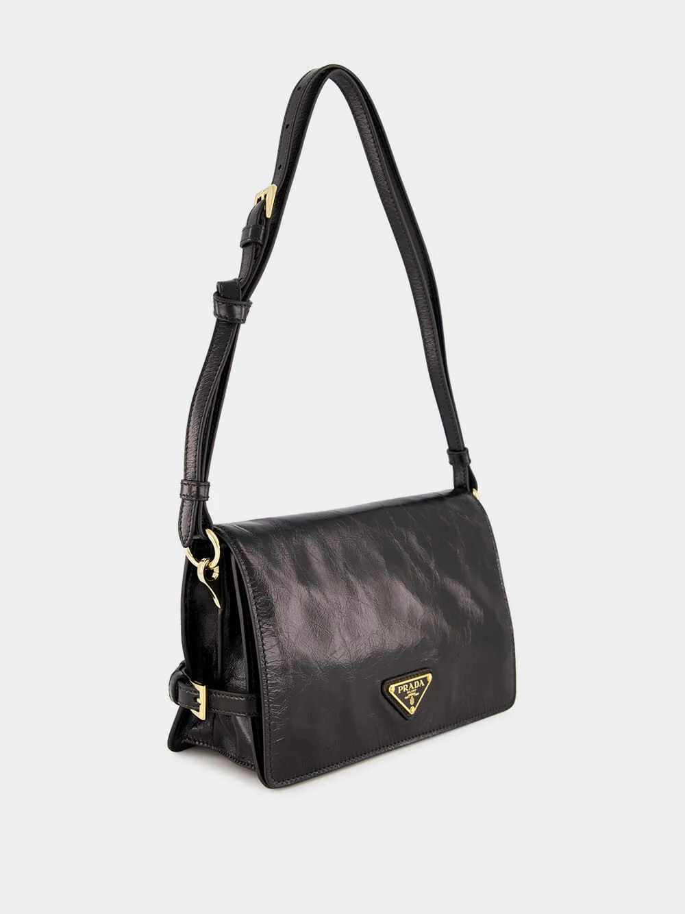 Black Glossy Leather Shoulder Bag - Image 4