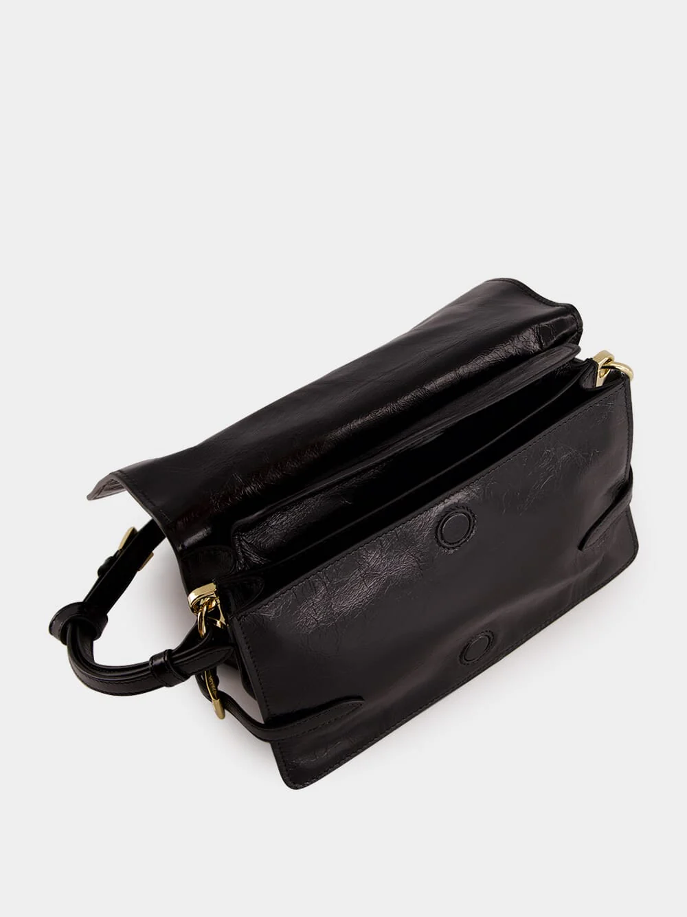 Black Glossy Leather Shoulder Bag - Image 7