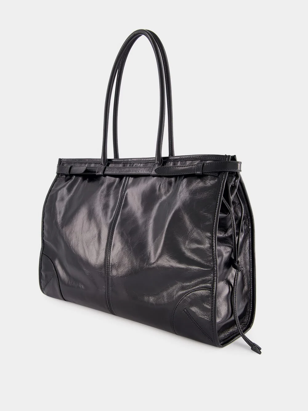 Black Large Leather Handbag - Image 5