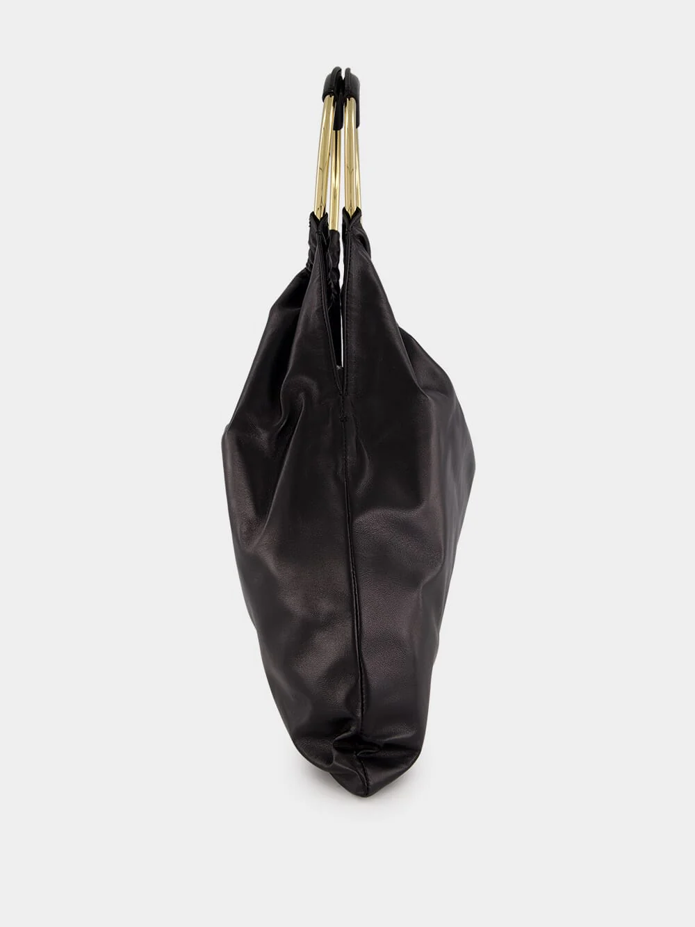 Black Nappa Leather Handbag with Metal Handles - Image 3