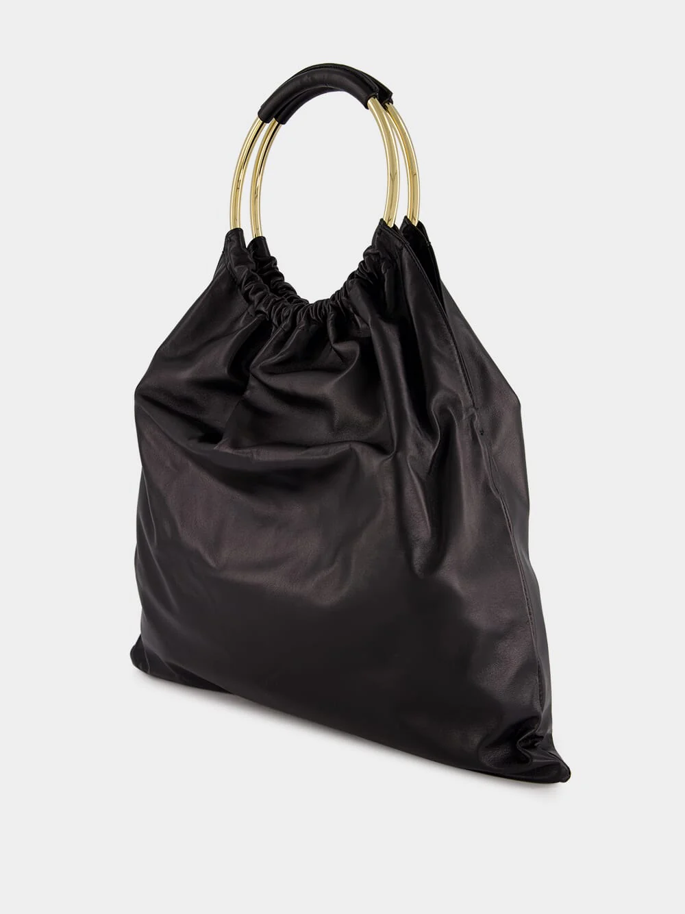 Black Nappa Leather Handbag with Metal Handles - Image 4