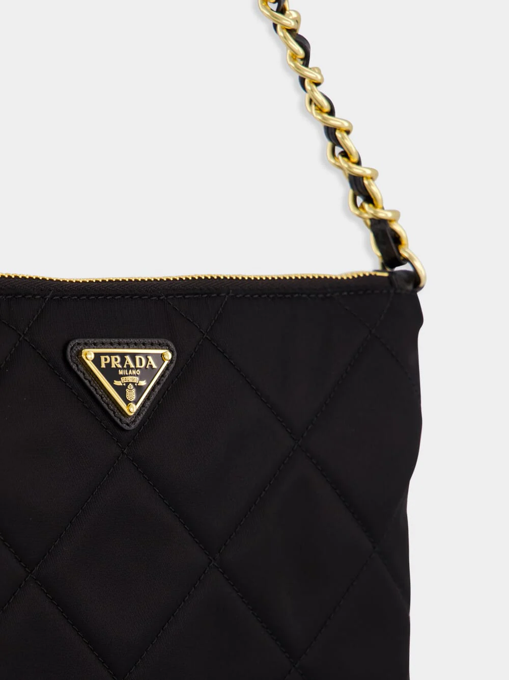 Black Quilted Re-Nylon Pouch - Image 6