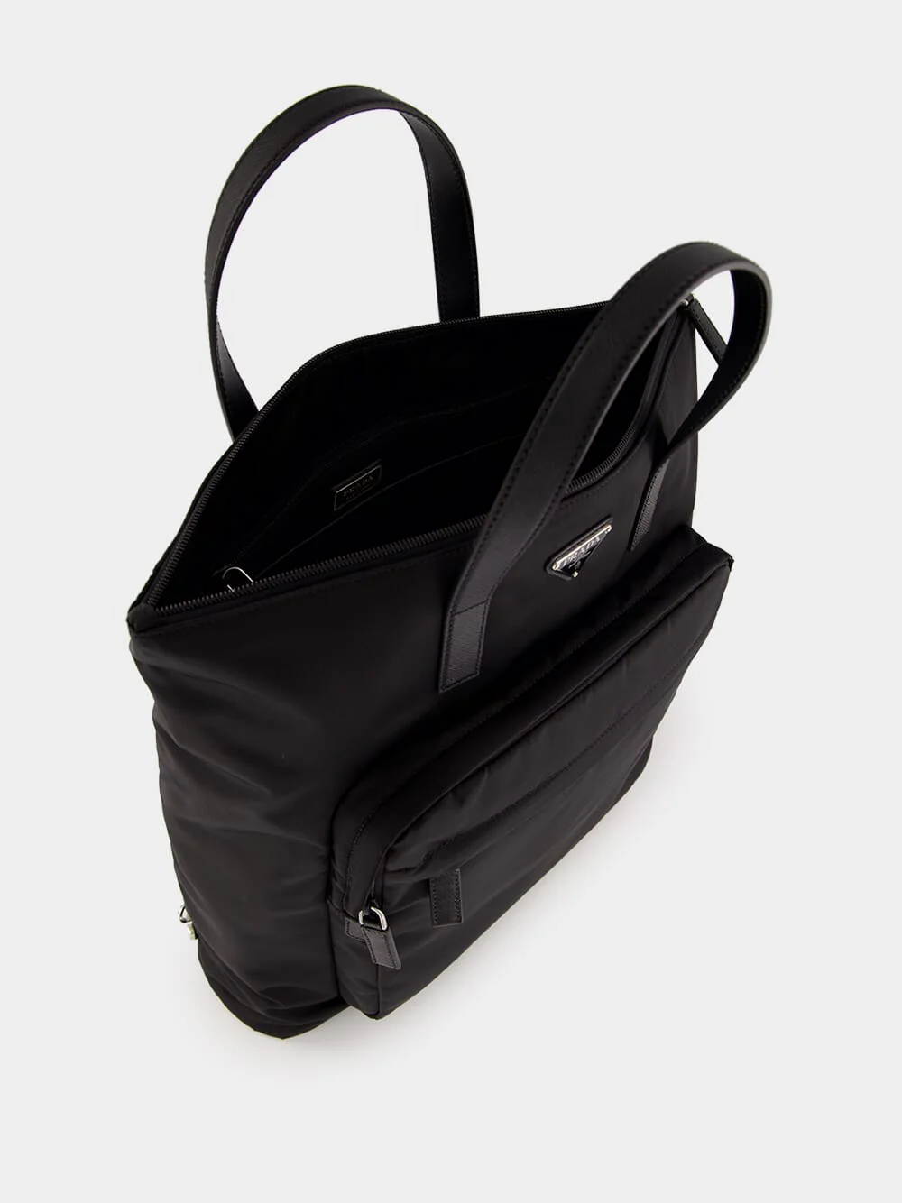 Black Re-Nylon and Saffiano Leather Tote Bag - Image 5