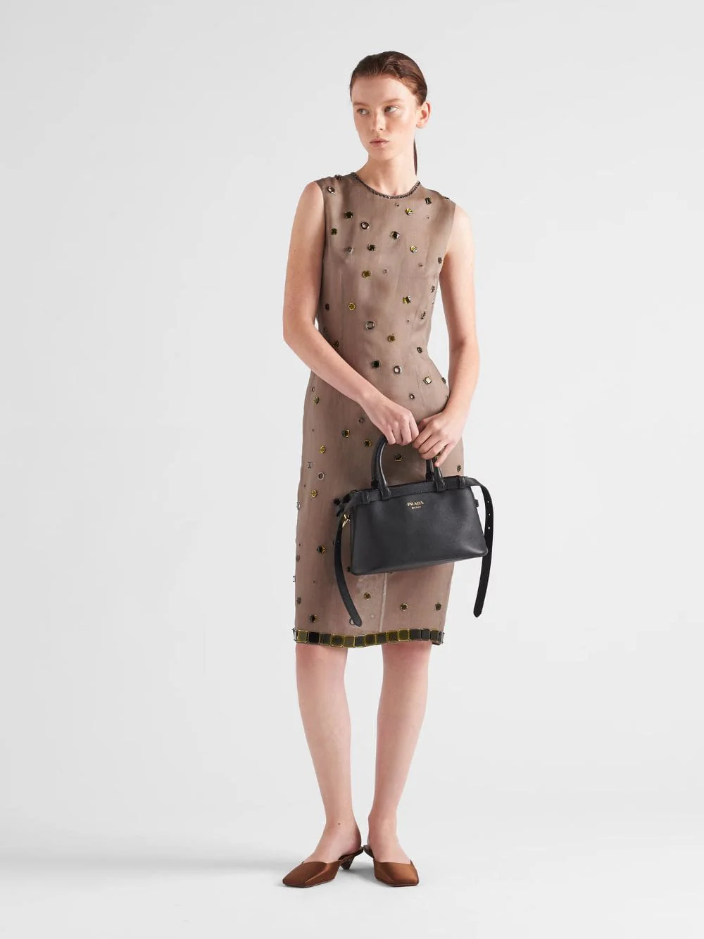 Black Small Leather Handbag With Buckle Straps - Image 3