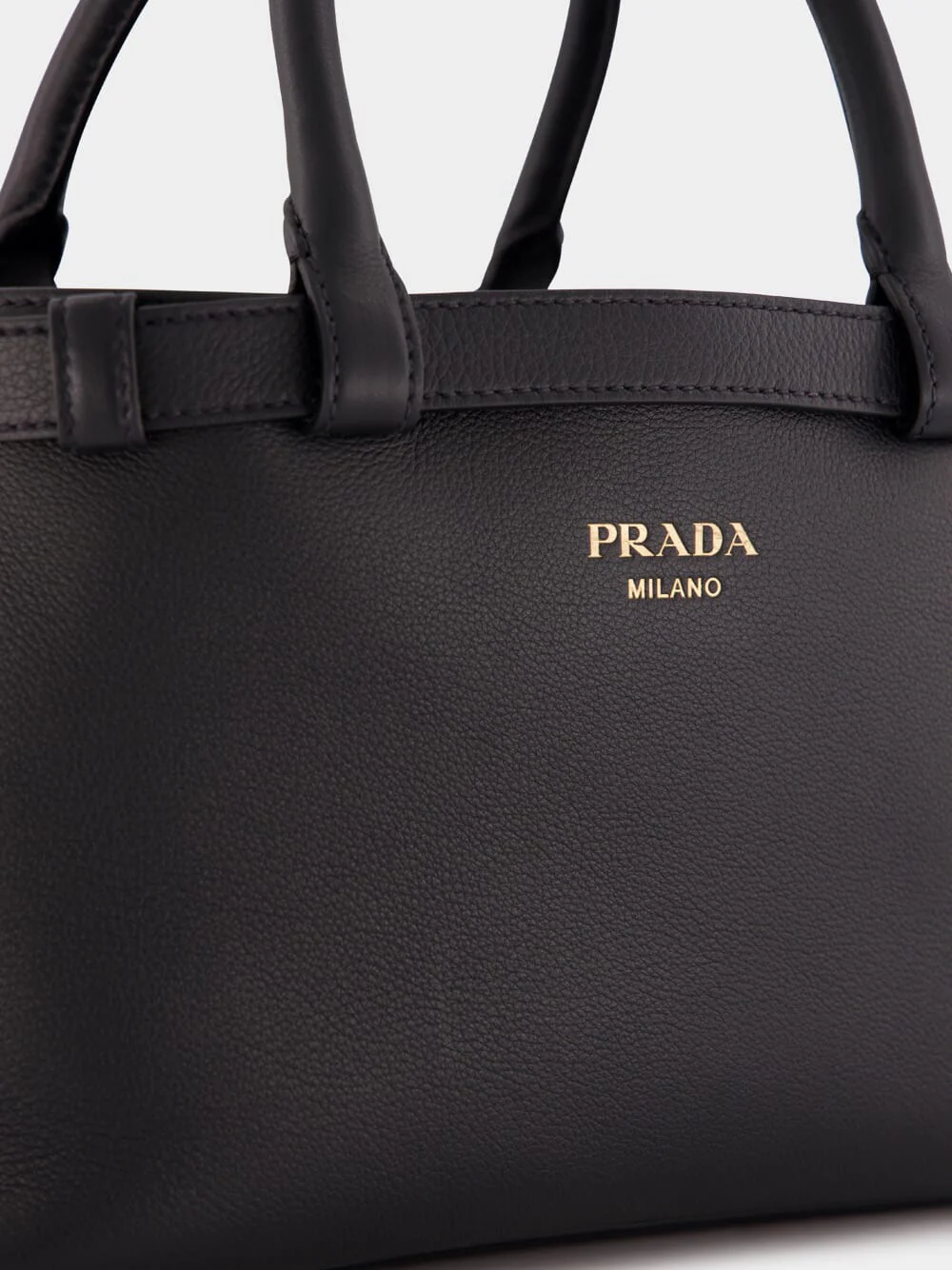 Black Small Leather Handbag With Buckle Straps - Image 9