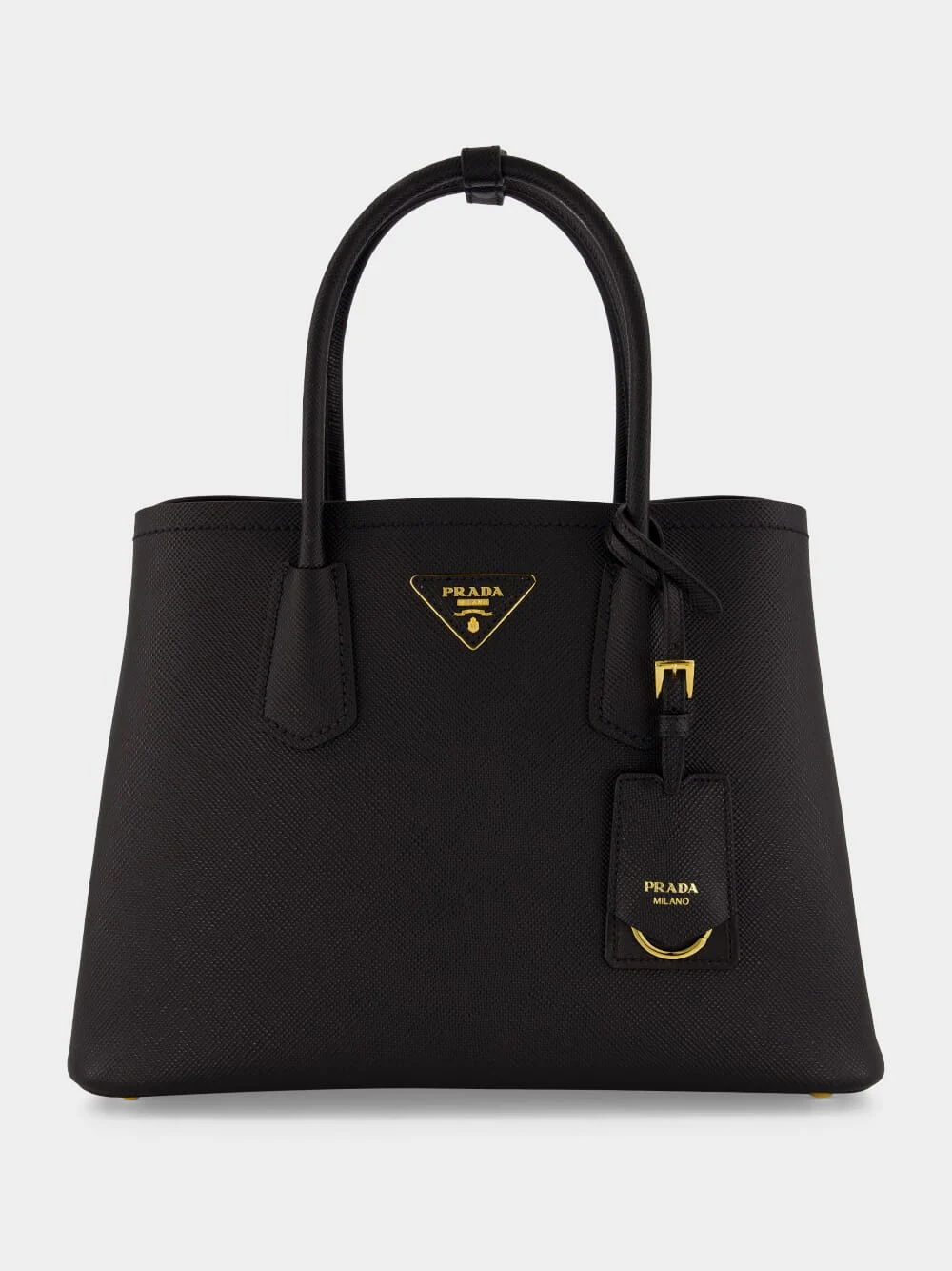 Black Small Saffiano Leather Double Bag