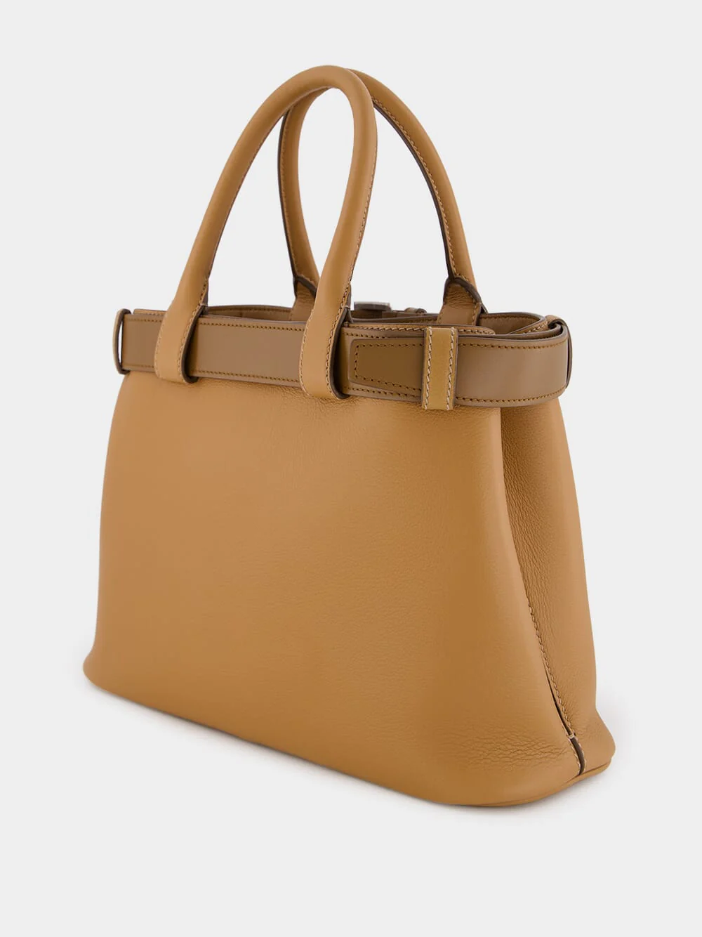 Caramel Buckle Medium Leather Handbag - Image 6