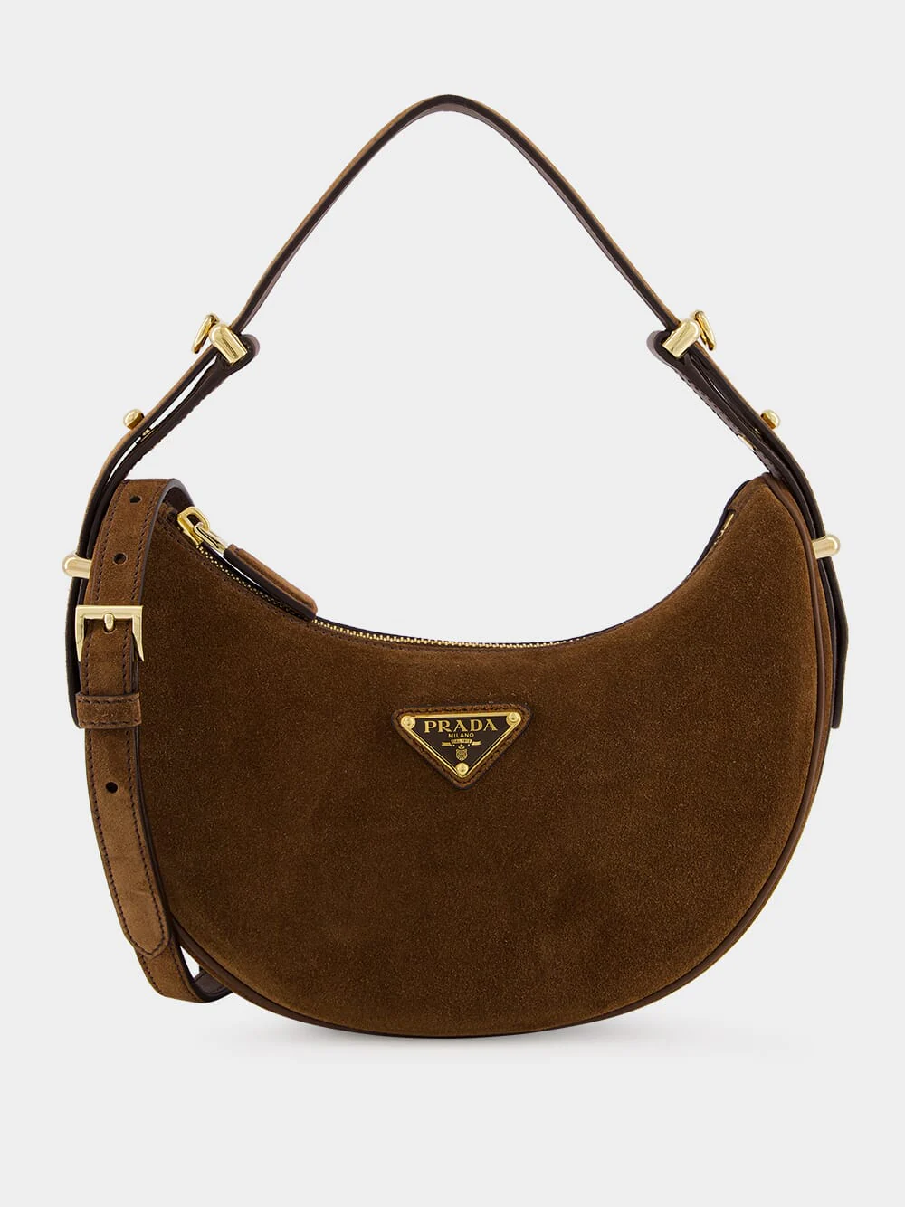 Cocoa Brown Suede Arqué Shoulder Bag