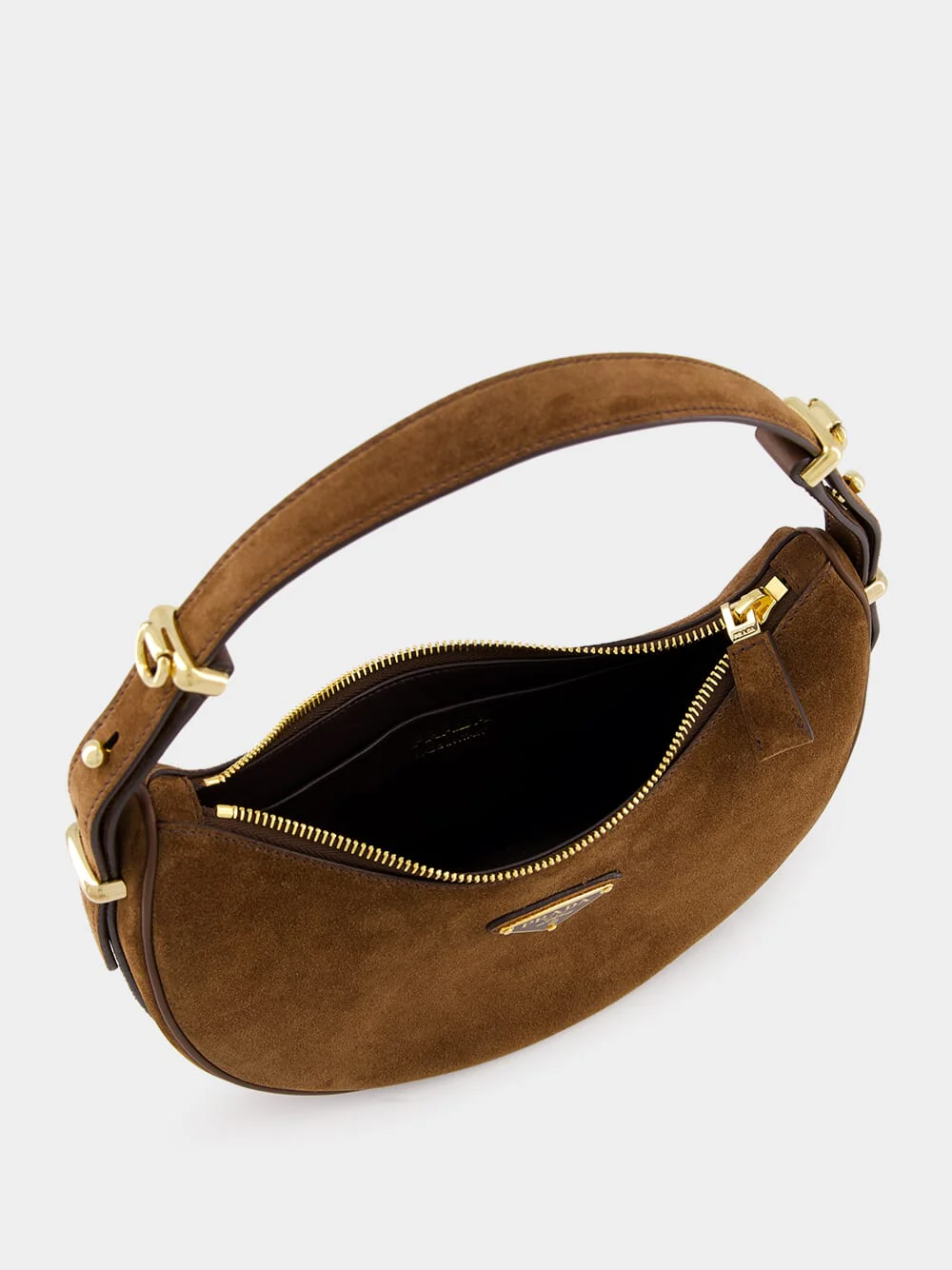 Cocoa Brown Suede Arqué Shoulder Bag - Image 7