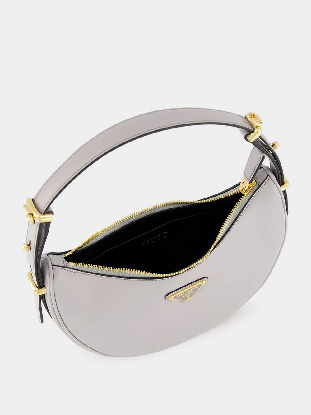 Granite Gray Prada Arqué Small Leather Shoulder Bag - Image 7