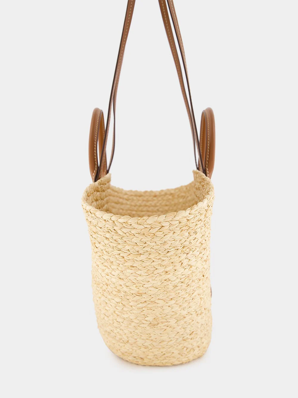 Large Raffia and Leather Shopping Bag - Image 3