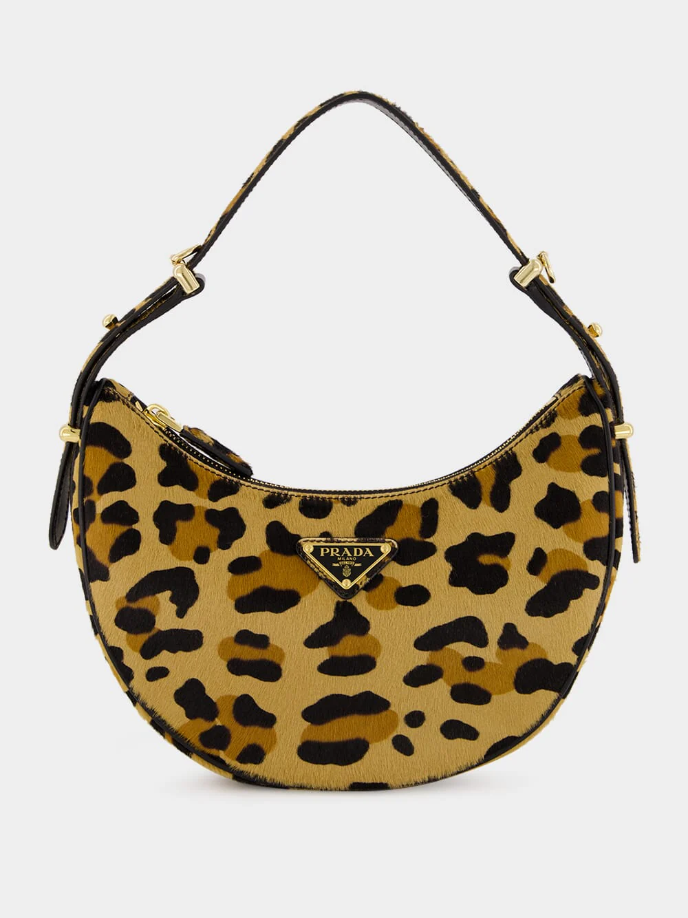 Leopard Print Arqué Leather Shoulder Bag