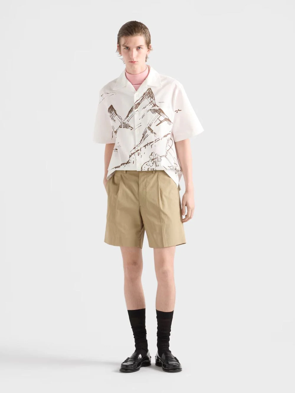 Beige Cotton Bermuda Shorts - Image 2
