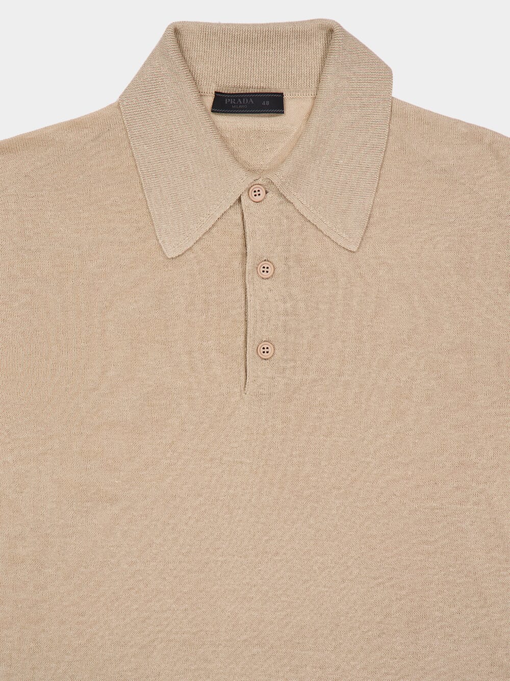 Beige Linen Cotton Polo Shirt - Image 3