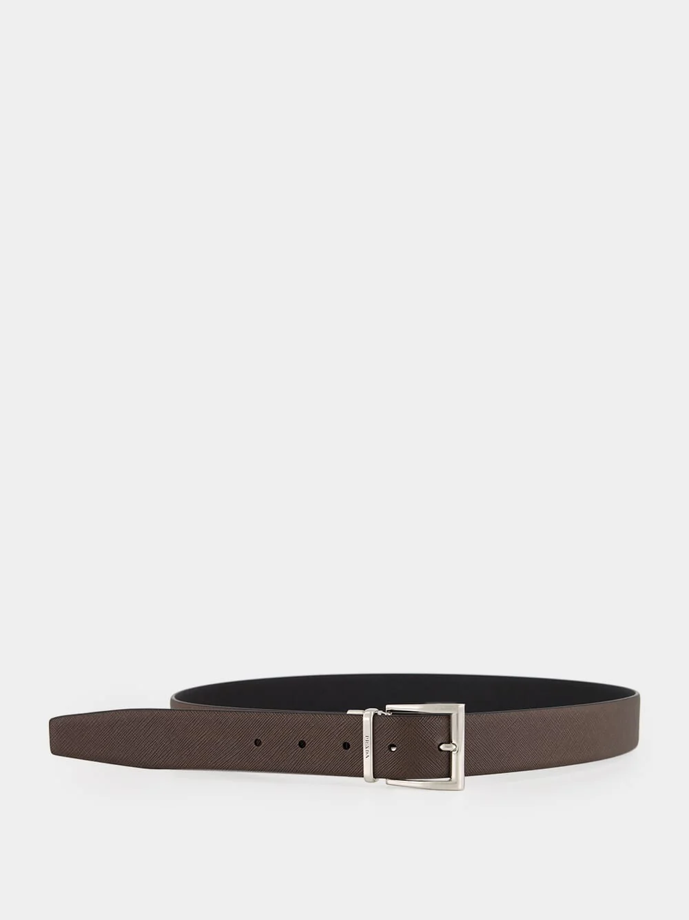 Black and Brown Saffiano Leather Reversible Belt - Image 2