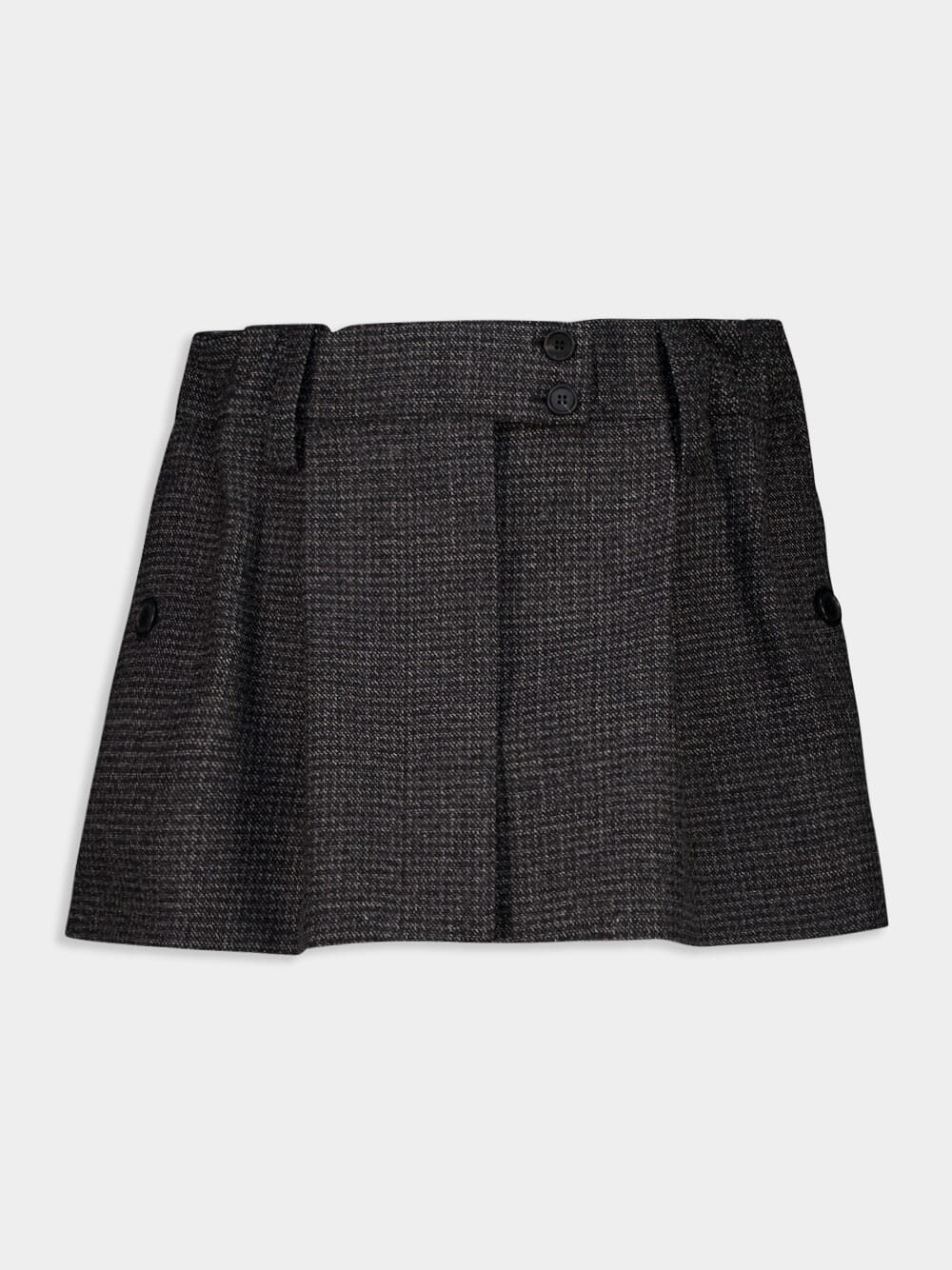 Black and White Wool Gingham Miniskirt