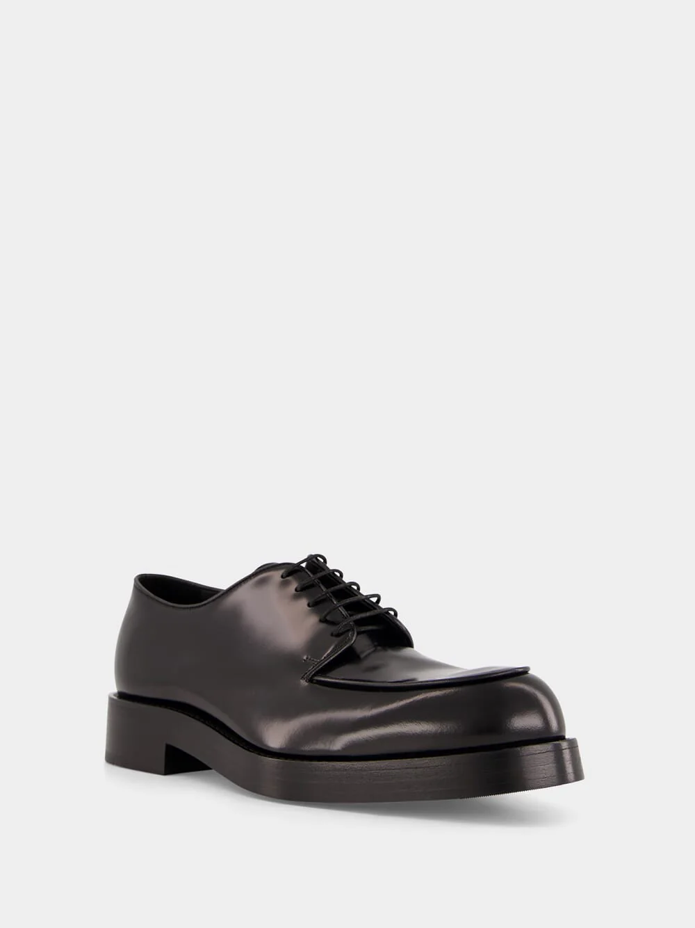 Black Brushed Leather Derby Shoes - Image 2